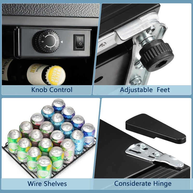 Réfrigérateur à boissons de 1,3 pi³ (37 L) - Mini-réfrigérateur de 48 canettes et 12 bouteilles, porte vitrée, commande par bouton.