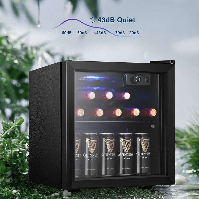 Réfrigérateur à boissons de 1,3 pi³ (37 L) - Mini-réfrigérateur de 48 canettes et 12 bouteilles, porte vitrée, commande par bouton.