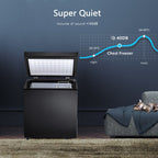 Congélateur coffre de 1,8 pi³ avec panier amovible, vidange par le bas, thermostat à 7 niveaux, conception autoportante pour la maison et l'appartement