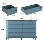 Commode double à 10 tiroirs pour chambre à coucher, blanche, grand espace de rangement