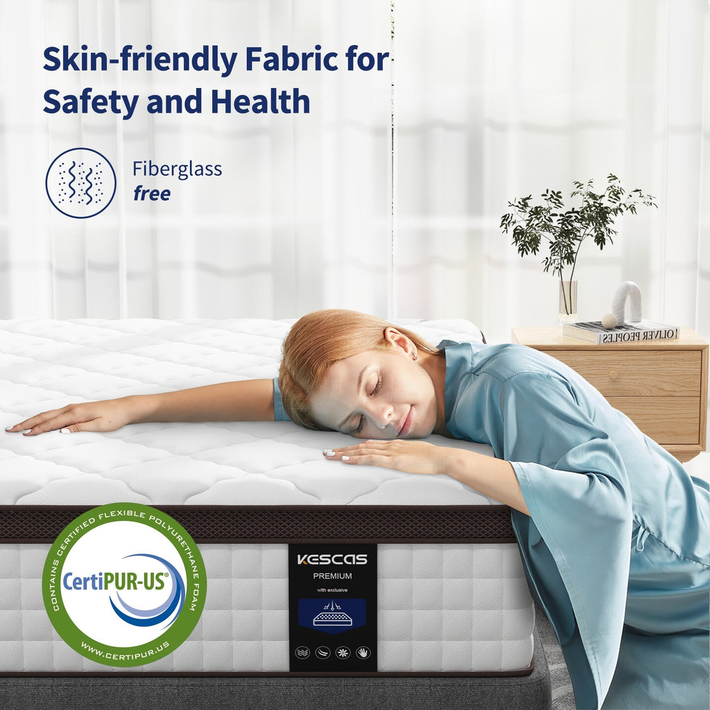 Matelas hybride en mousse à mémoire de forme de 10 pouces - Soutien mi-ferme avec ressorts renforcés pour soulager les points de pression, certifié CertiPUR-US