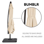 Parasol déporté à manivelle en acier de 3 m avec base lestée