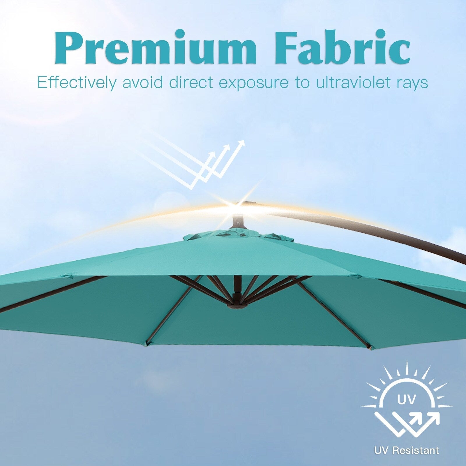 Parasol déporté à manivelle en acier de 3 m avec base lestée