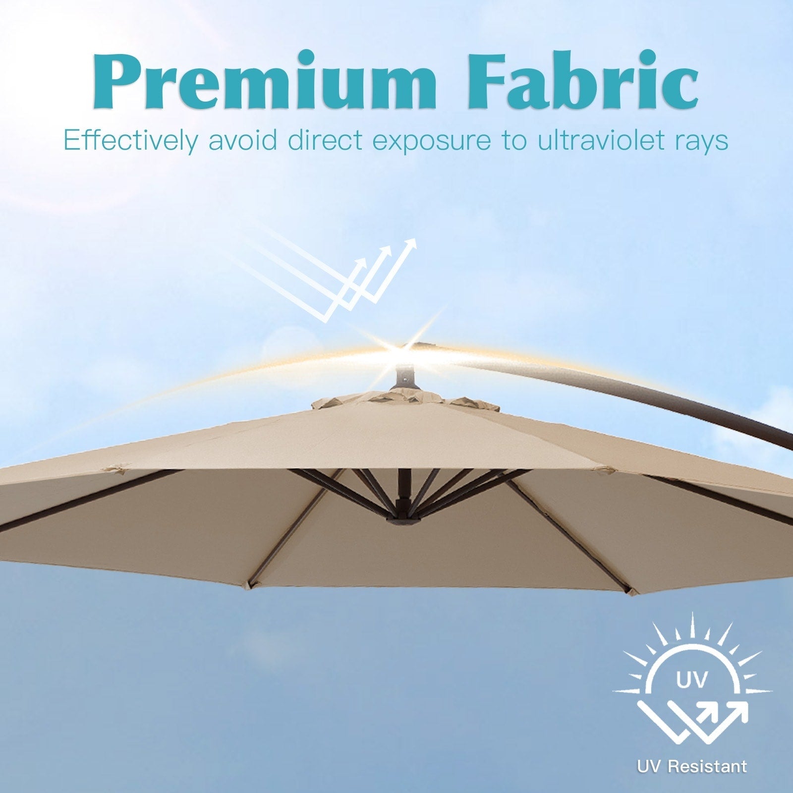 Parasol déporté à manivelle en acier de 3 m avec base lestée