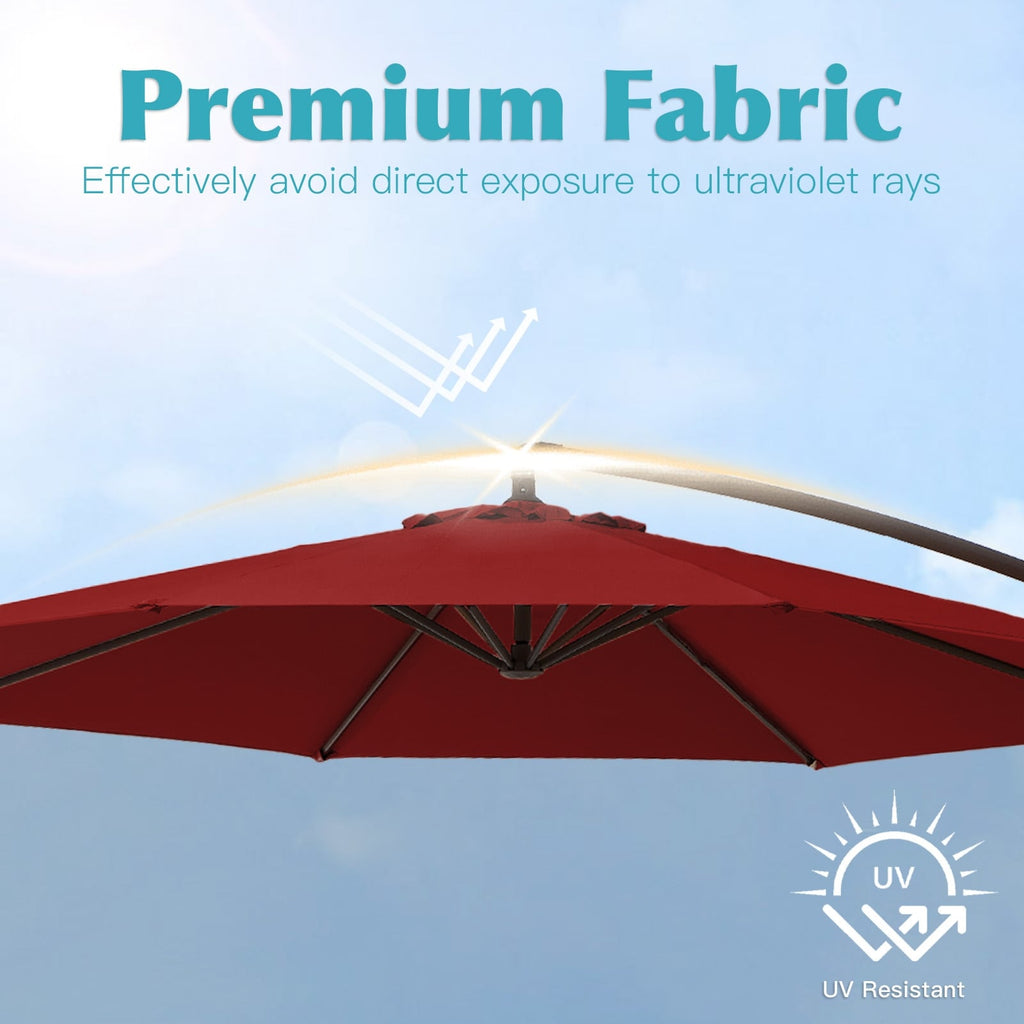 Parasol déporté à manivelle en acier de 3 m avec base lestée