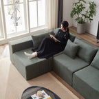 Canapé d'angle modulaire en velours côtelé de 264 cm (104 pouces), ensemble de canapés au sol, canapé compressé rempli de mousse, combinaison libre de 4 pièces