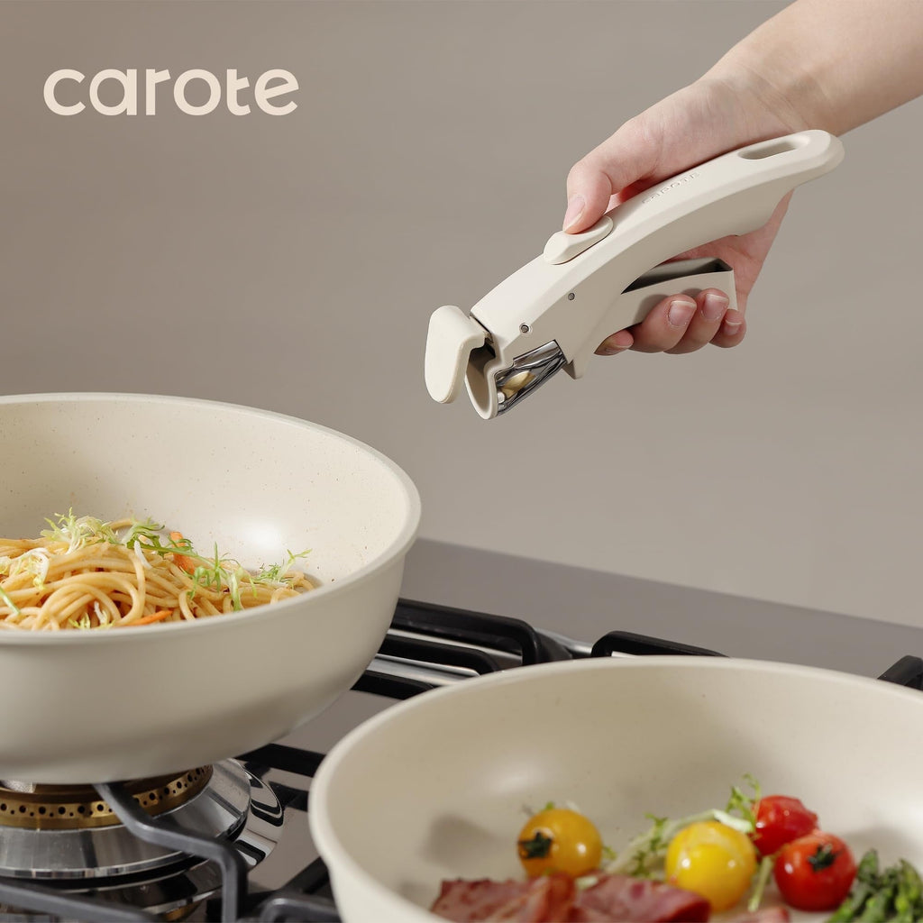 Ensemble de 11 pièces de casseroles et poêles, batterie de cuisine antiadhésive avec poignée amovible, compatible induction