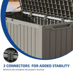 Coffre de terrasse verrouillable en résine résistante à l'eau, grande capacité (120-260 gallons).