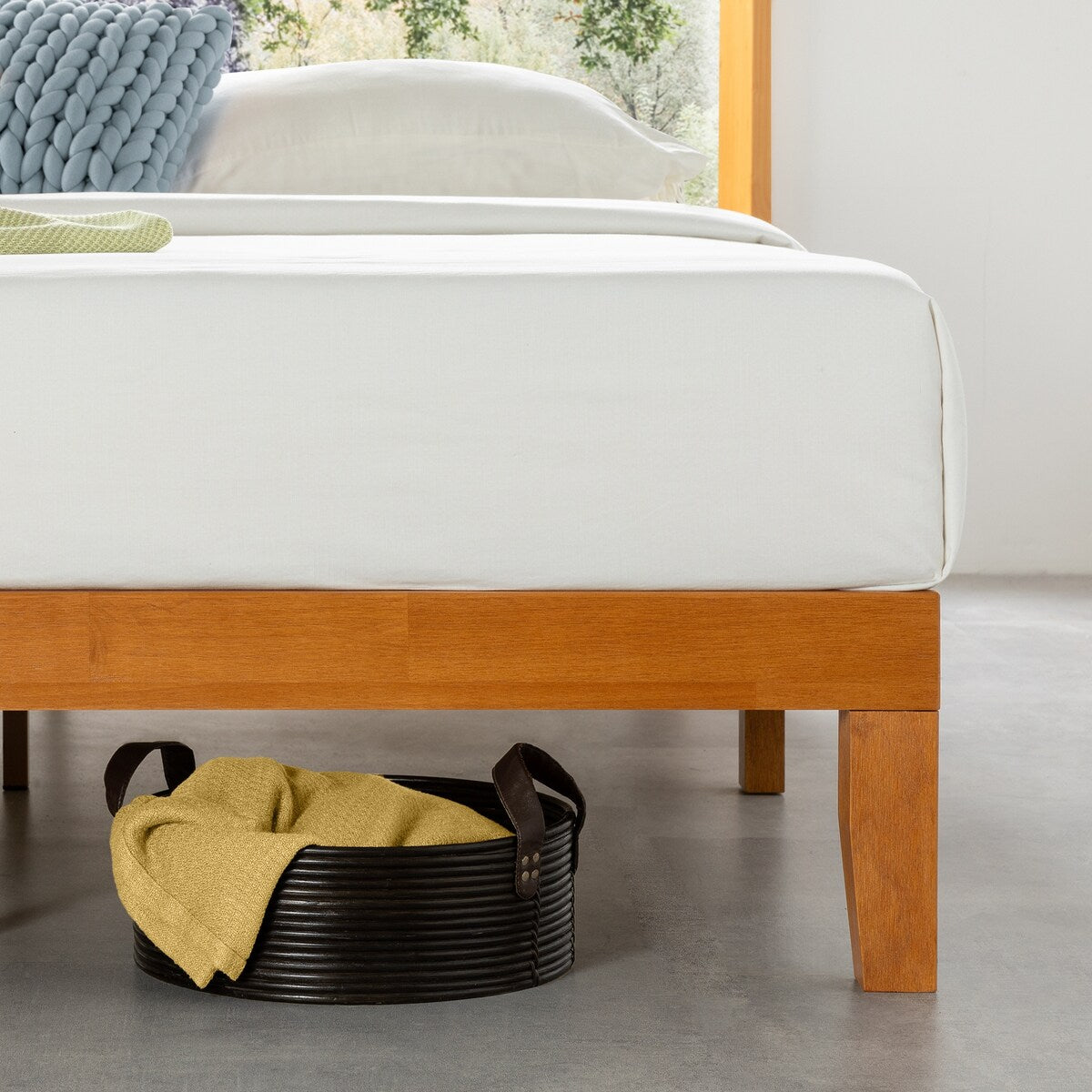 Cadre de lit plateforme classique en bois massif de 12 pouces