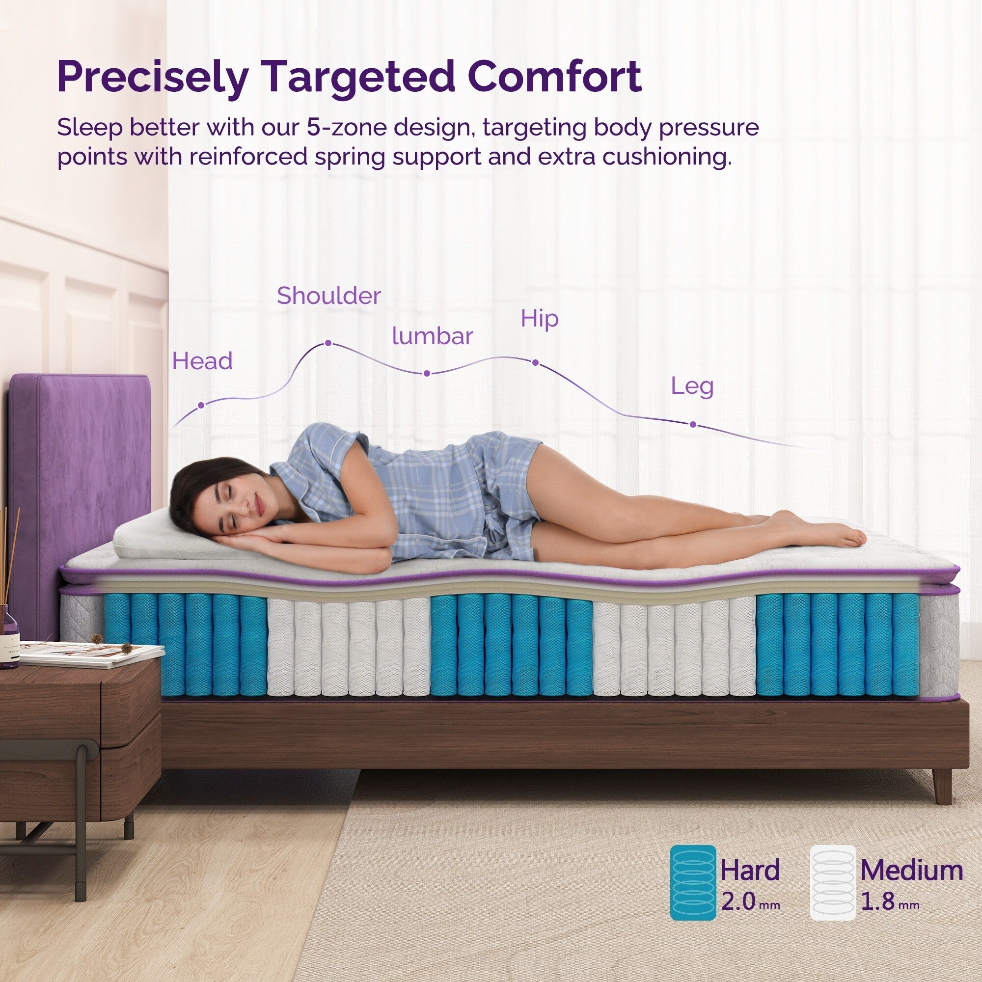 Matelas à mémoire de forme de 30 cm avec surmatelas, fermeté moyenne