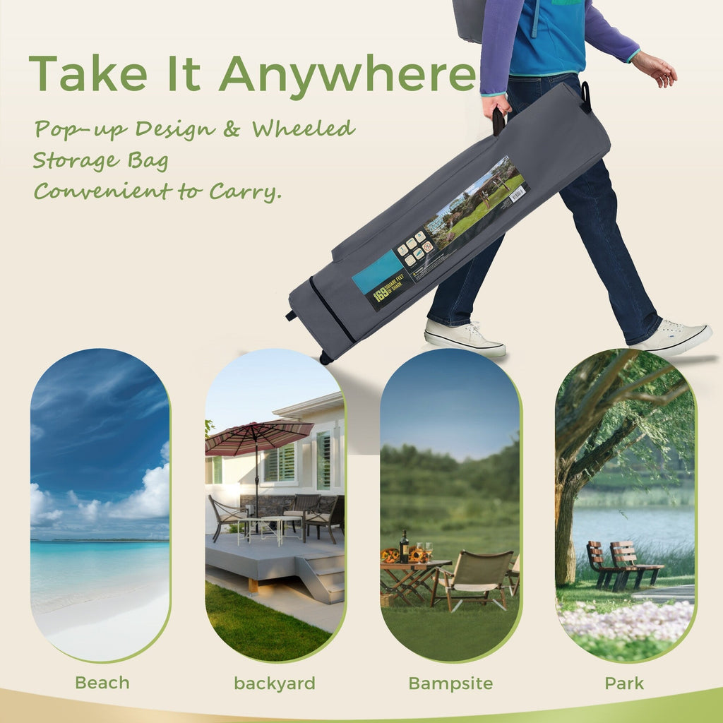 Toit de jardin pliable et renforcé de 4 m x 4 m avec élégant rideau d'angle - 4 m x 4 m