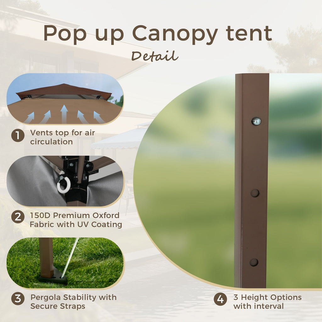 Toit de jardin pliable et renforcé de 4 m x 4 m avec élégant rideau d'angle - 4 m x 4 m