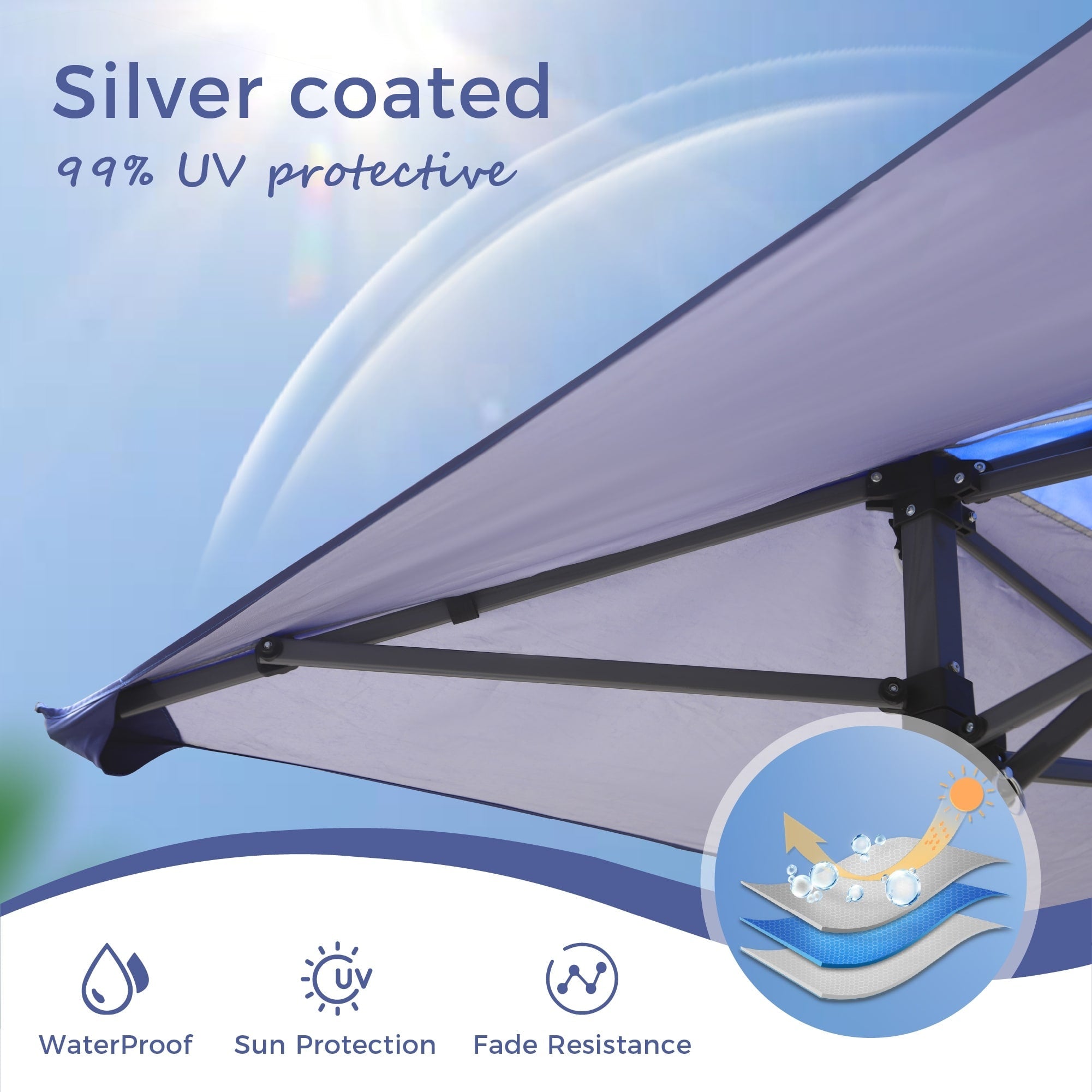 Toit de jardin pliable et renforcé de 4 m x 4 m avec élégant rideau d'angle - 4 m x 4 m