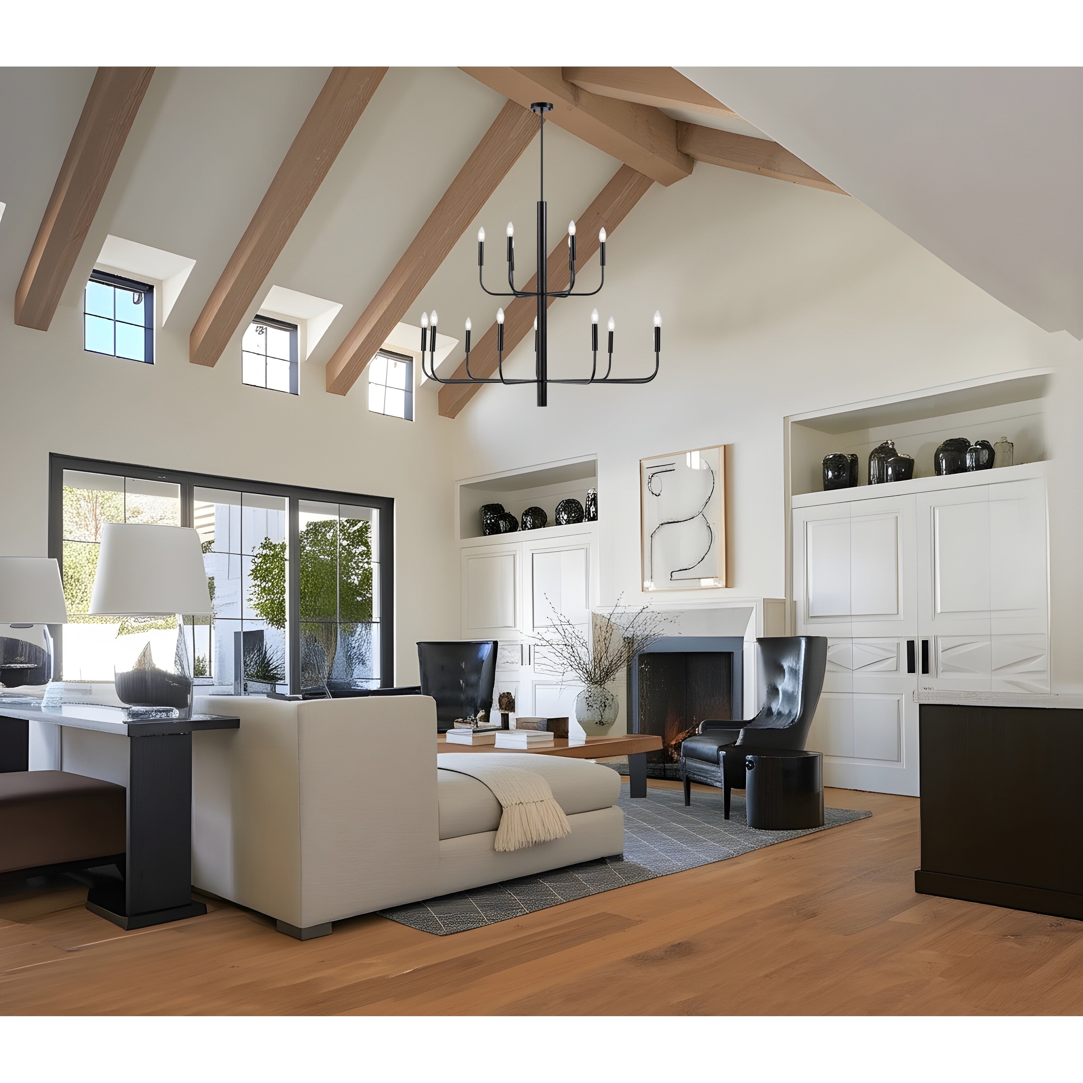 Lustre minimaliste à 15 lumières, style chandelier, 2 niveaux, design ancien - 48