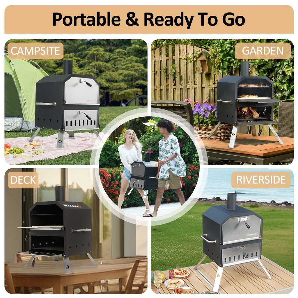 Four à pizza extérieur à 2 couches, 16 pouces, 16 pouces, pour le camping.