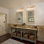 Applique murale 2/3 lumières pour meuble-lavabo avec abat-jour en verre