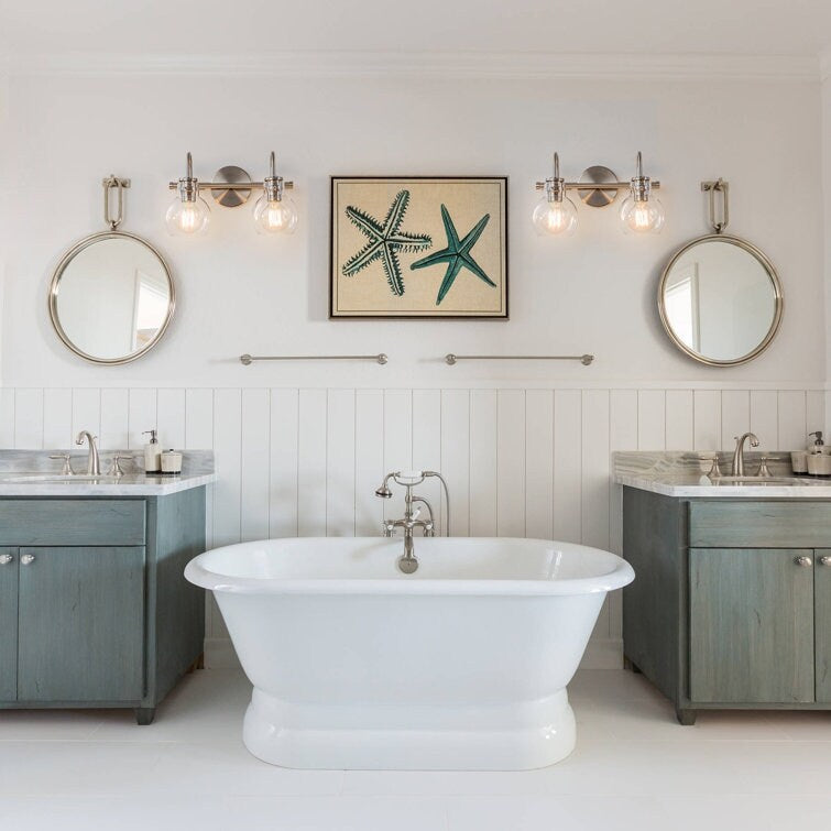 Applique murale 2/3 lumières pour meuble-lavabo avec abat-jour en verre