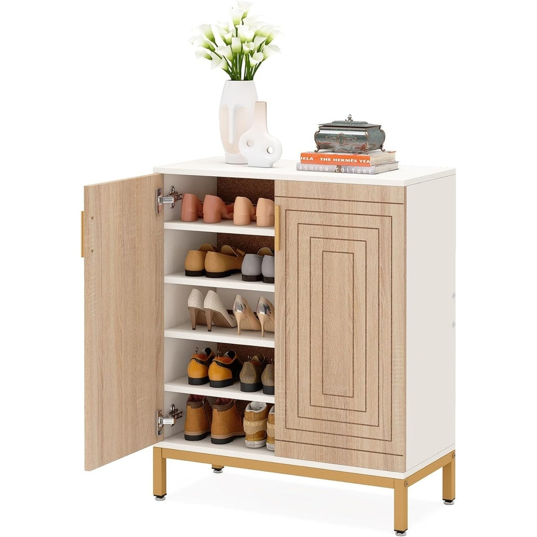 Meuble à chaussures moderne avec portes, 6 niveaux, pour 20 paires de chaussures, idéal pour une entrée.