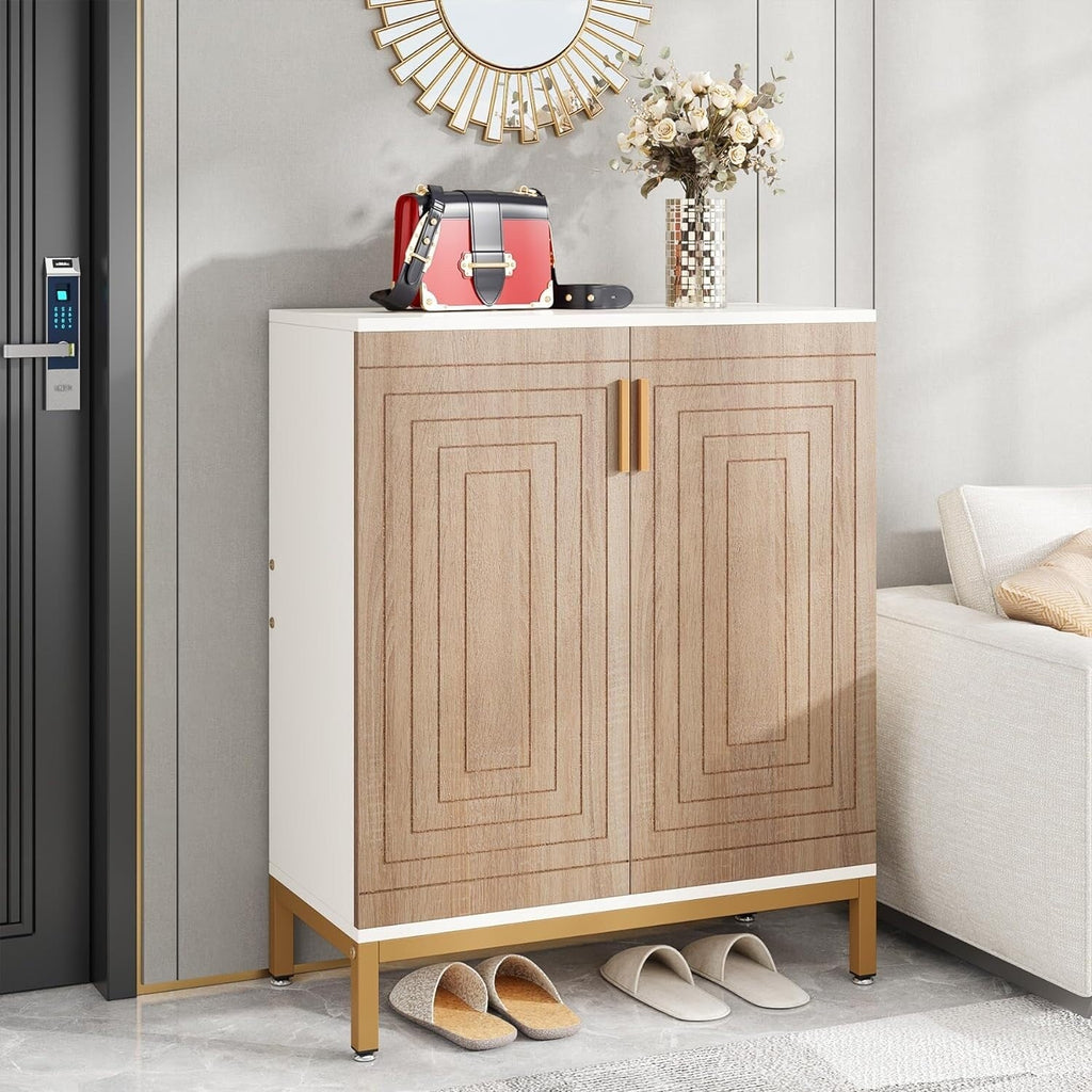 Meuble à chaussures moderne avec portes, 6 niveaux, pour 20 paires de chaussures, idéal pour une entrée.