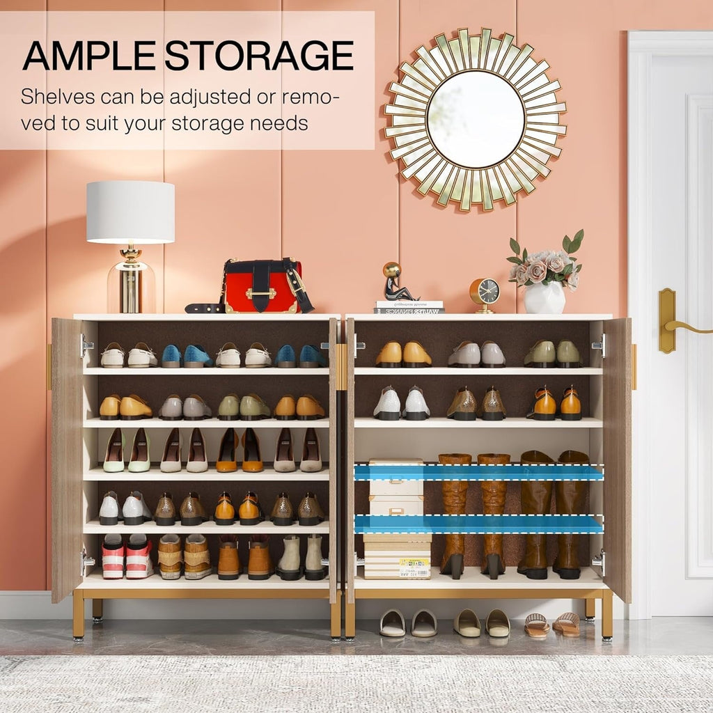 Meuble à chaussures moderne avec portes, 6 niveaux, pour 20 paires de chaussures, idéal pour une entrée.