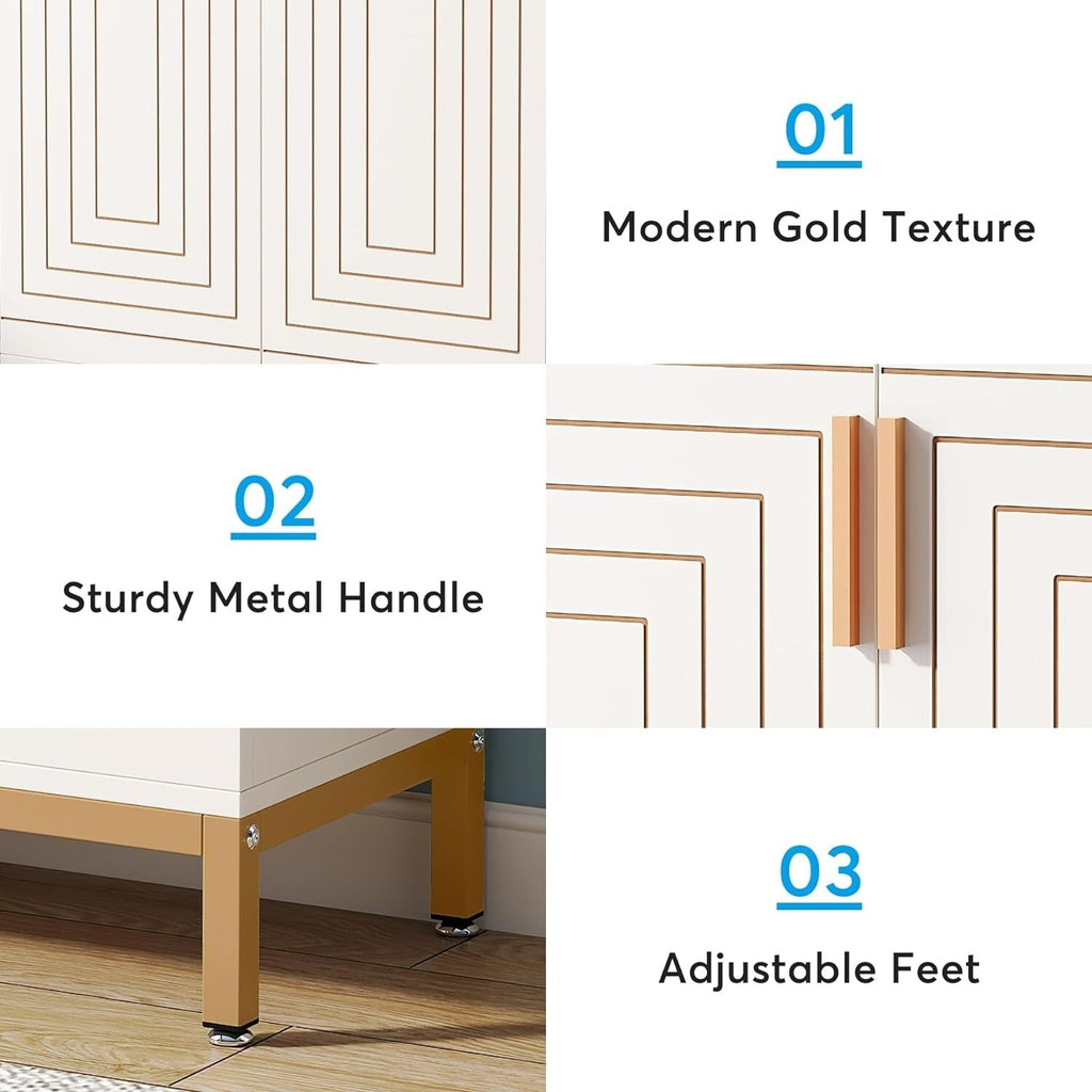 Meuble à chaussures moderne avec portes, 6 niveaux, pour 20 paires de chaussures, idéal pour une entrée.