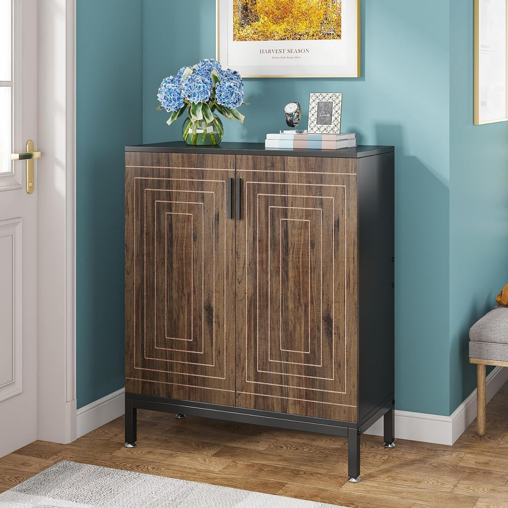 Meuble à chaussures moderne avec portes, 6 niveaux, pour 20 paires de chaussures, idéal pour une entrée.