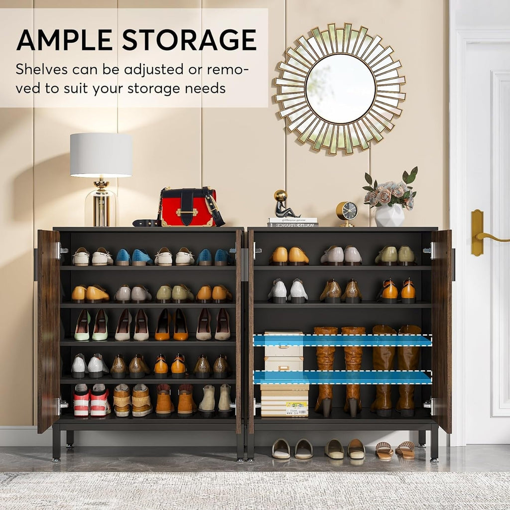 Meuble à chaussures moderne avec portes, 6 niveaux, pour 20 paires de chaussures, idéal pour une entrée.