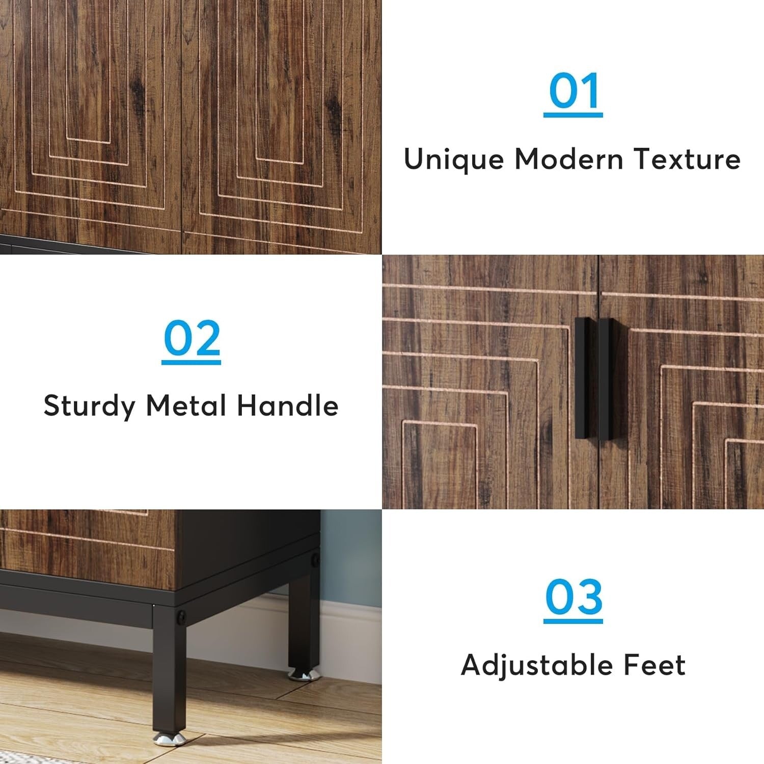 Meuble à chaussures moderne avec portes, 6 niveaux, pour 20 paires de chaussures, idéal pour une entrée.