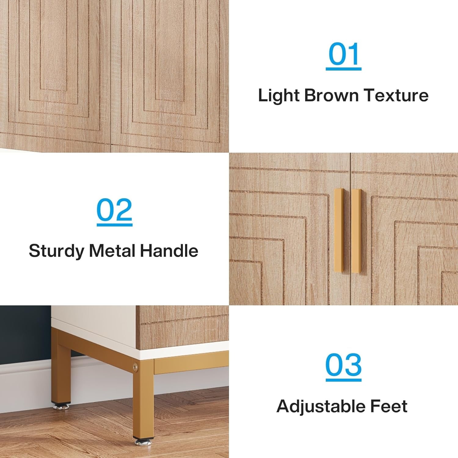 Meuble à chaussures pour 20 paires, 95 cm (37,4 pouces), meuble de rangement moderne avec portes, blanc et or