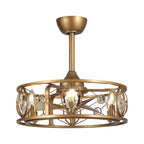 Lustre ventilateur de plafond moderne à cage en cristal de 22 pouces avec télécommande