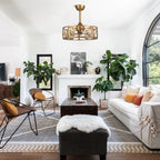 Lustre ventilateur de plafond moderne à cage en cristal de 22 pouces avec télécommande