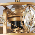 Lustre ventilateur de plafond moderne à cage en cristal de 22 pouces avec télécommande