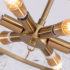 Lustre moderne en cristal doré de 60 cm (23,6 po) avec suspension tambour glamour à 6 lumières, idéal pour îlot de cuisine ou salle à manger.