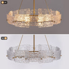 Lustre moderne en cristal doré de 60 cm (23,6 po) avec suspension tambour glamour à 6 lumières, idéal pour îlot de cuisine ou salle à manger.