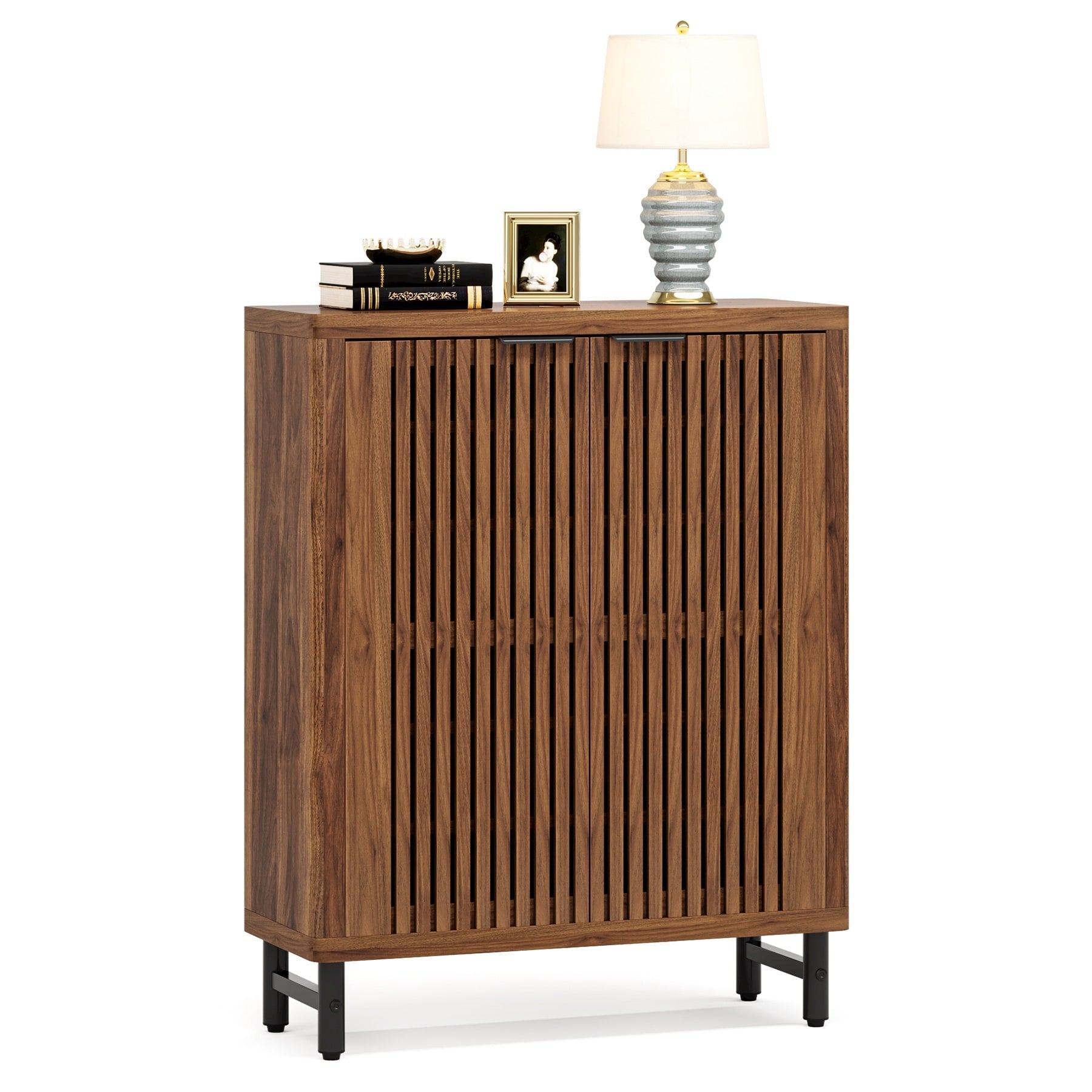 Meuble à chaussures avec porte pour 24 paires, idéal pour l'entrée ou le salon.