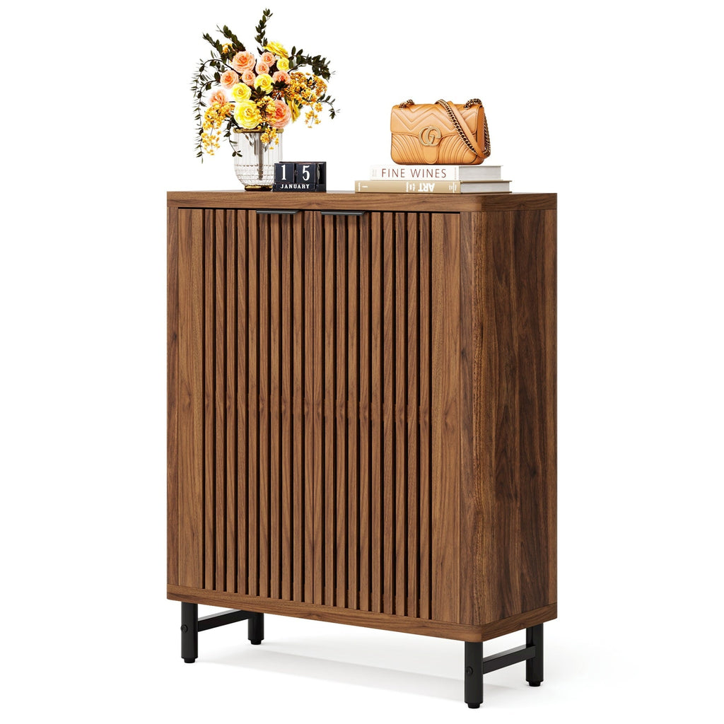 Meuble à chaussures avec porte pour 24 paires, idéal pour l'entrée ou le salon.