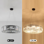 Lustre de style campagnard à 8 lumières de 63 cm (24,8 po), lustre en cristal, lustre tambour pour salle à manger, salon, chambre à coucher et cuisine