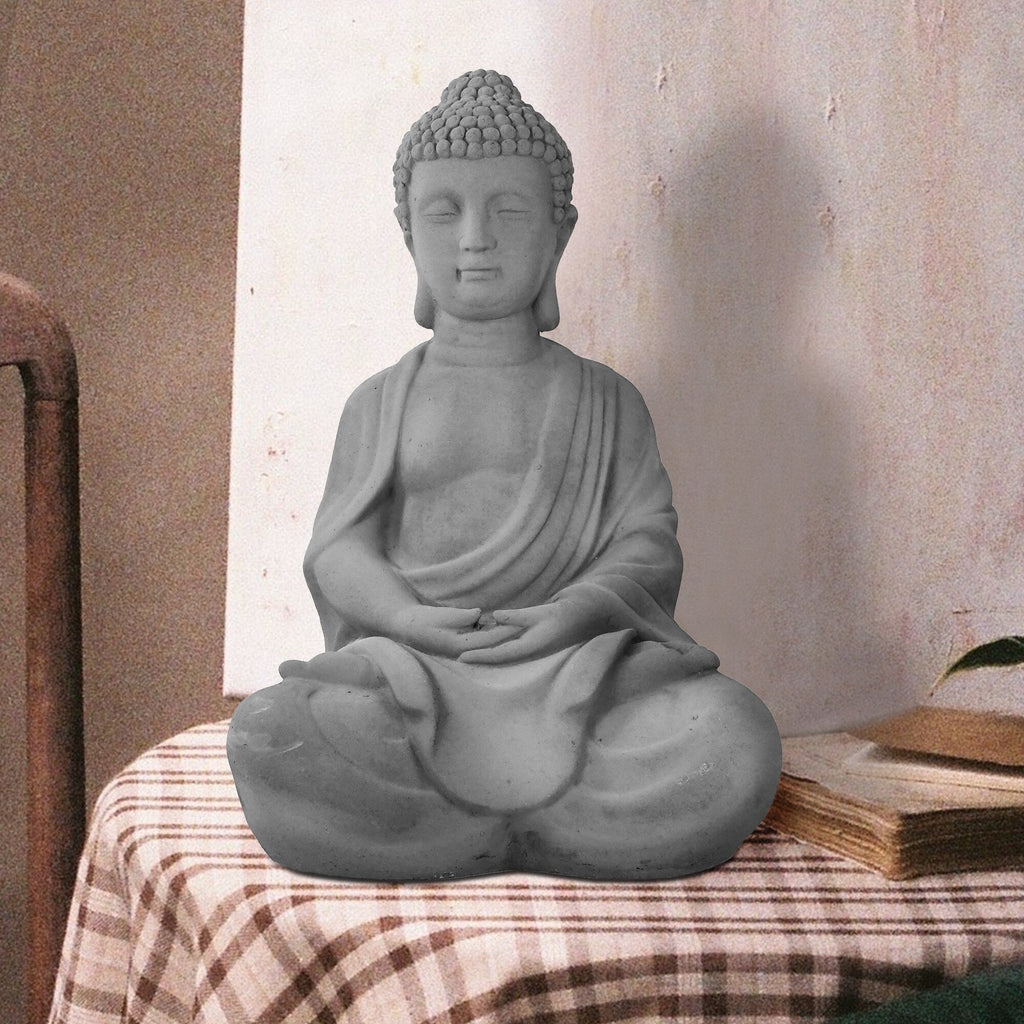 Statue de Bouddha méditant en béton léger de 65 cm (25,6 po)
