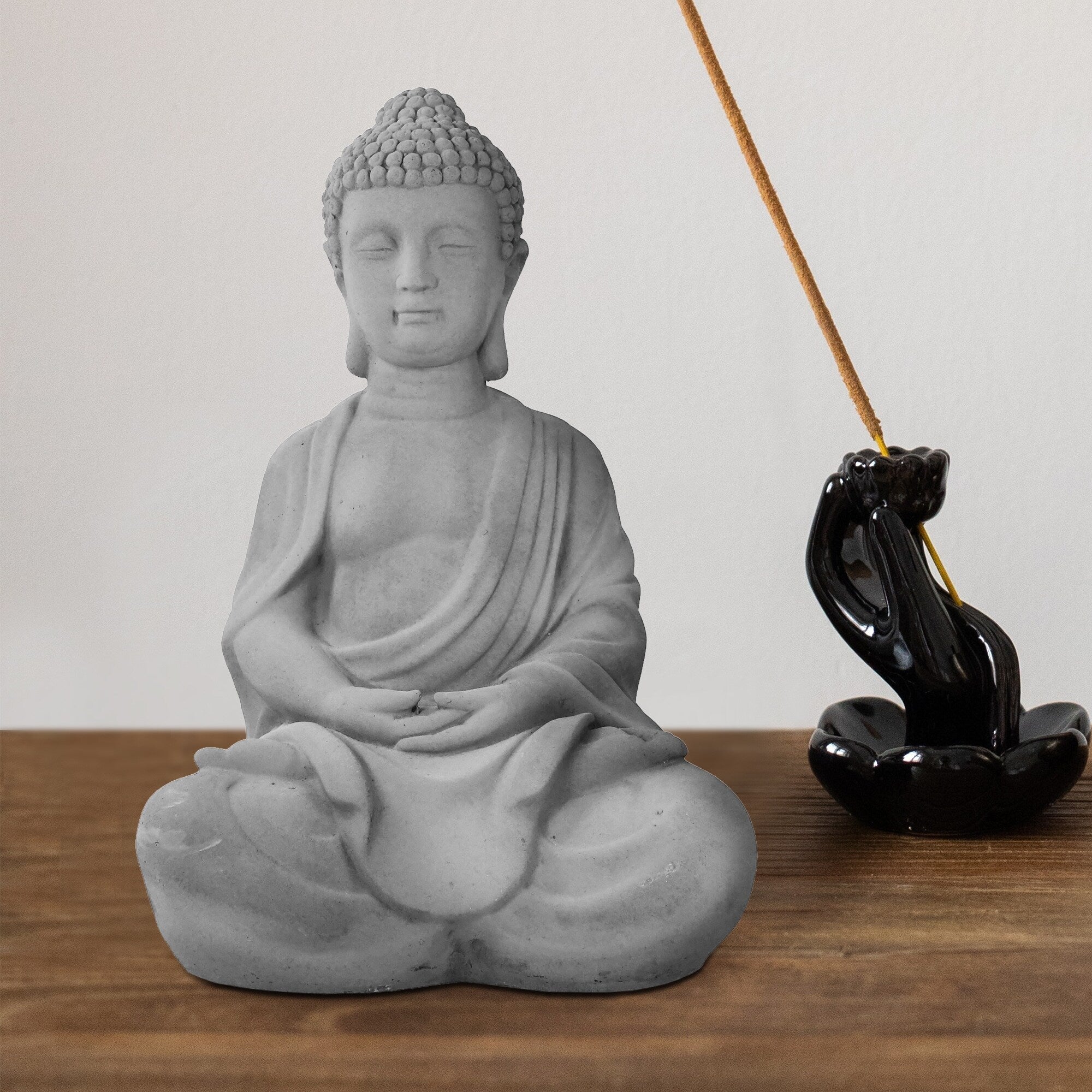 Statue de Bouddha méditant en béton léger de 65 cm (25,6 po)