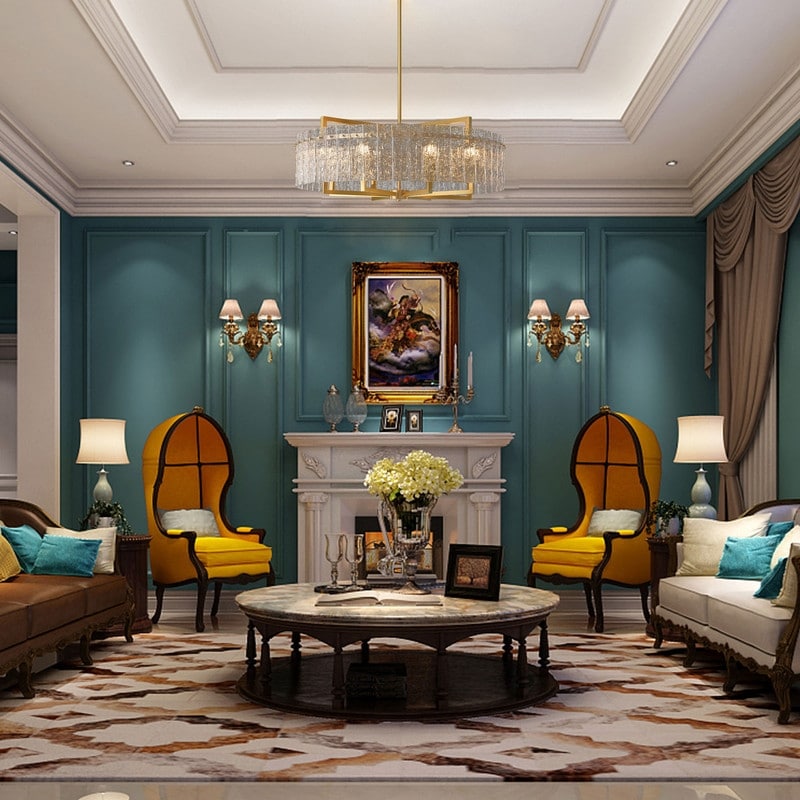 Lustre tambour moderne doré de 66 cm (26 po) en cristal, suspension à 6 lumières avec variateur, verre dépoli, idéal pour îlot de cuisine ou salle à manger.