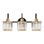 Applique murale moderne et glamour à 3/4 lumières, linéaire, à intensité variable, en cristal, au-dessus du miroir de salle de bain