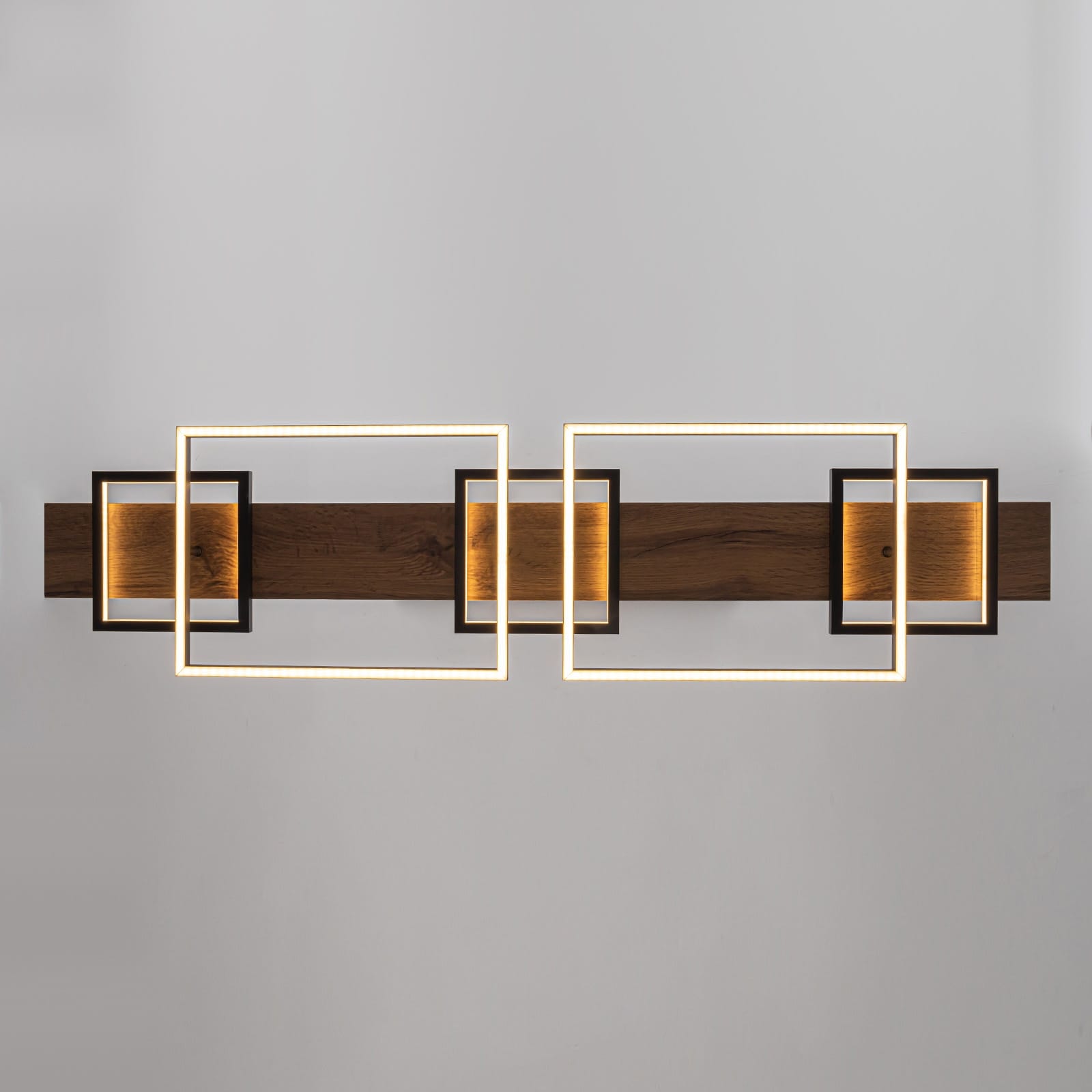 Lustre linéaire en bois à 3 ou 5 lumières LED intégrées, suspension pour îlot de cuisine