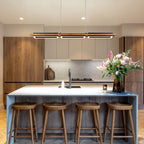 Lustre linéaire en bois à 3 ou 5 lumières LED intégrées, suspension pour îlot de cuisine