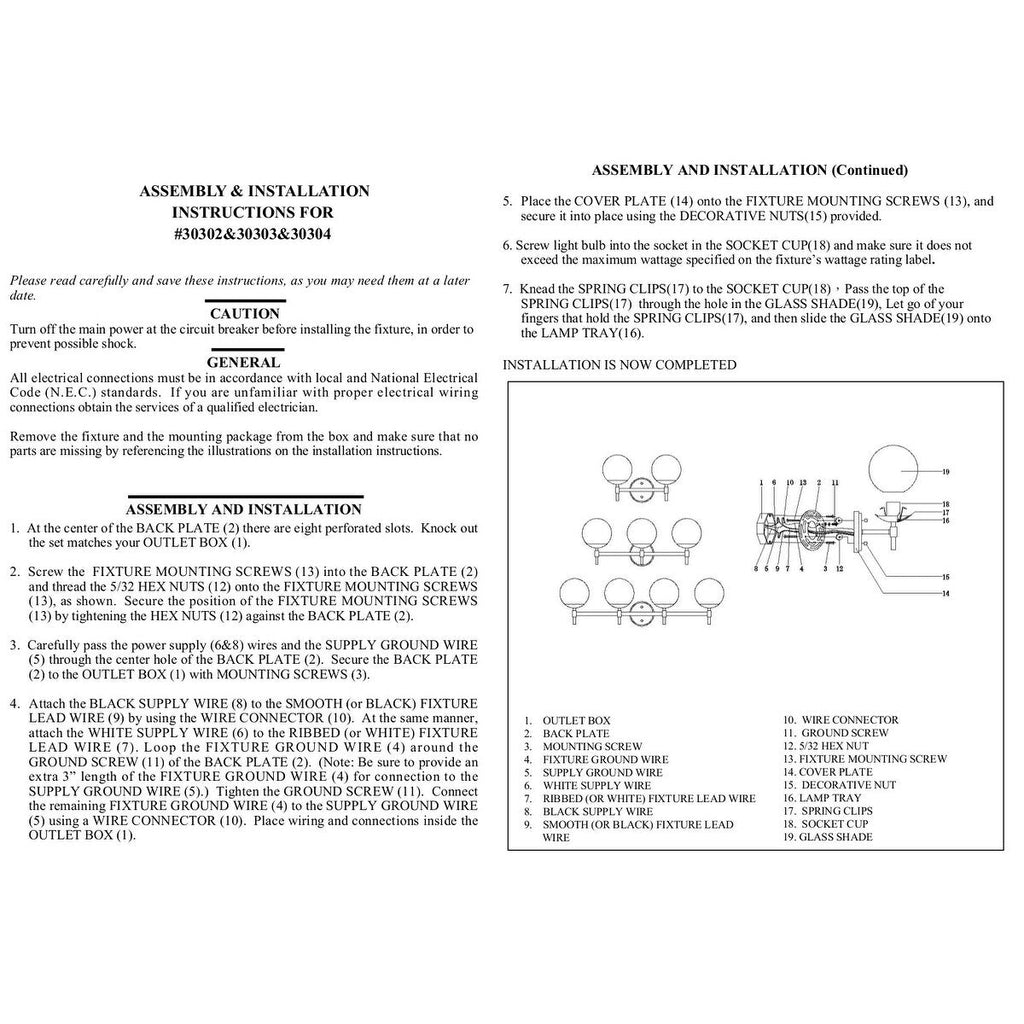 Applique murale de salle de bain à 3 lumières 929 Lighting, disponible en plusieurs finitions avec abat-jour en verre opale