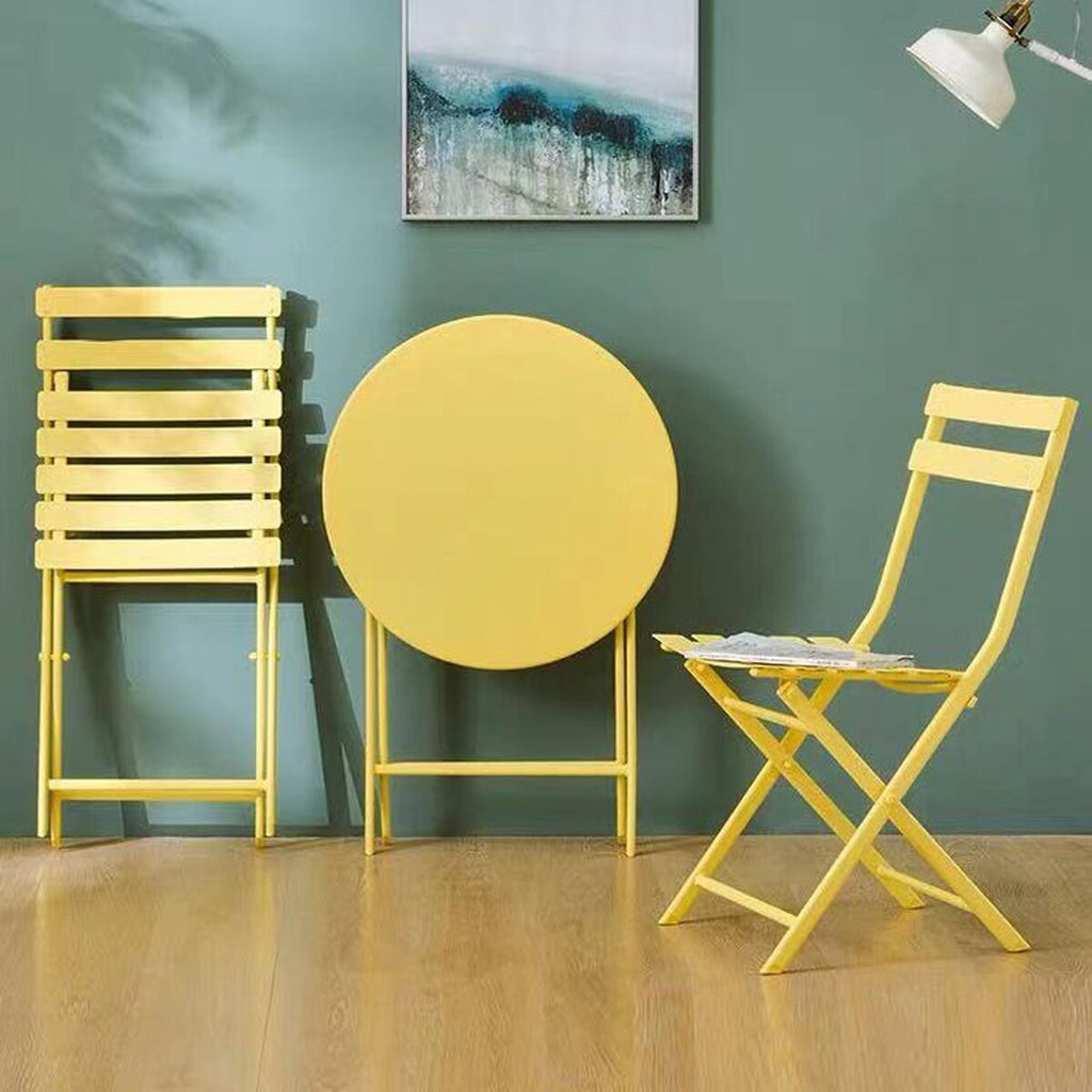 Ensemble bistro minimaliste 3 pièces pour patio : table ronde pliable et chaises