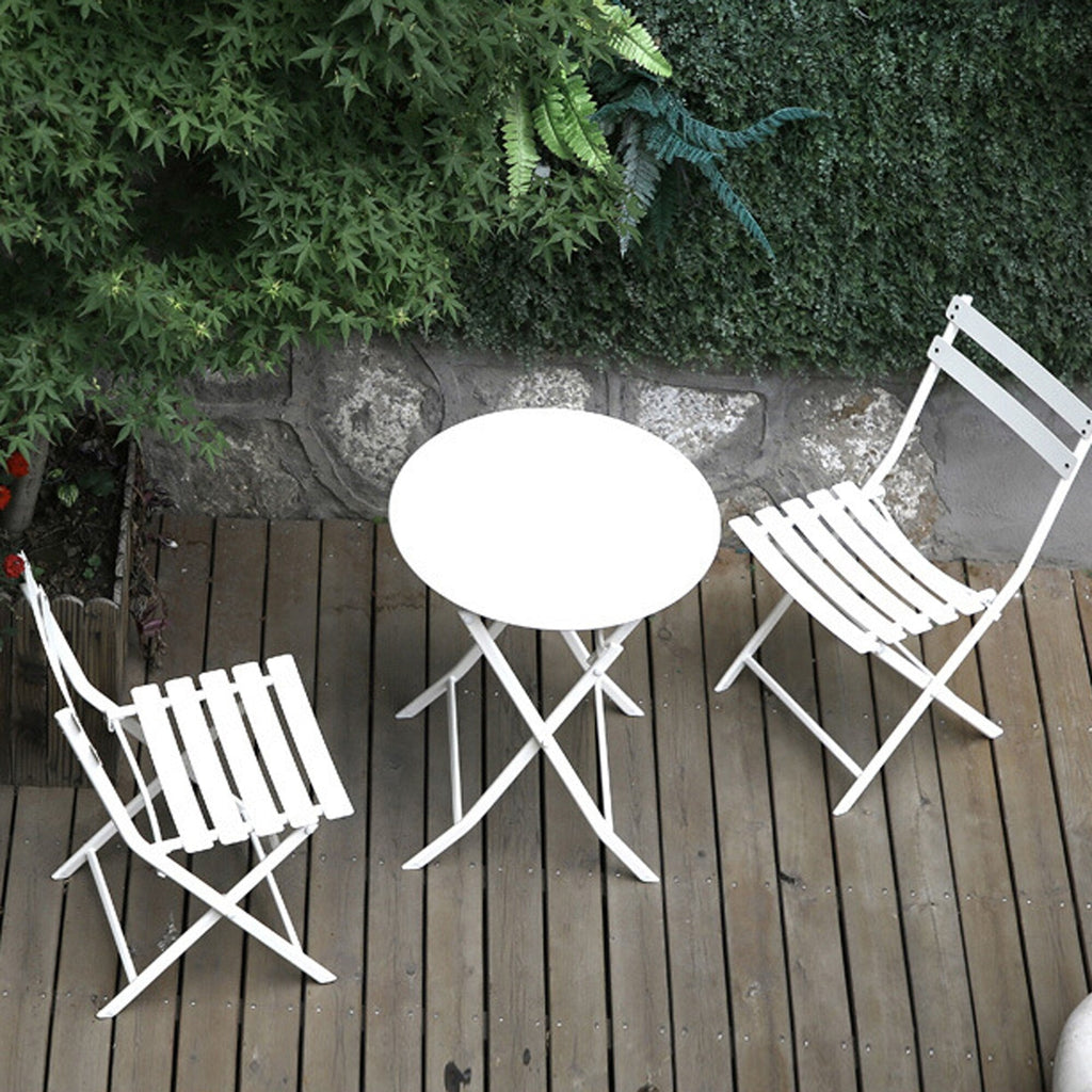 Ensemble bistro minimaliste 3 pièces pour patio : table ronde pliable et chaises