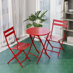 Ensemble bistro minimaliste 3 pièces pour patio : table ronde pliable et chaises