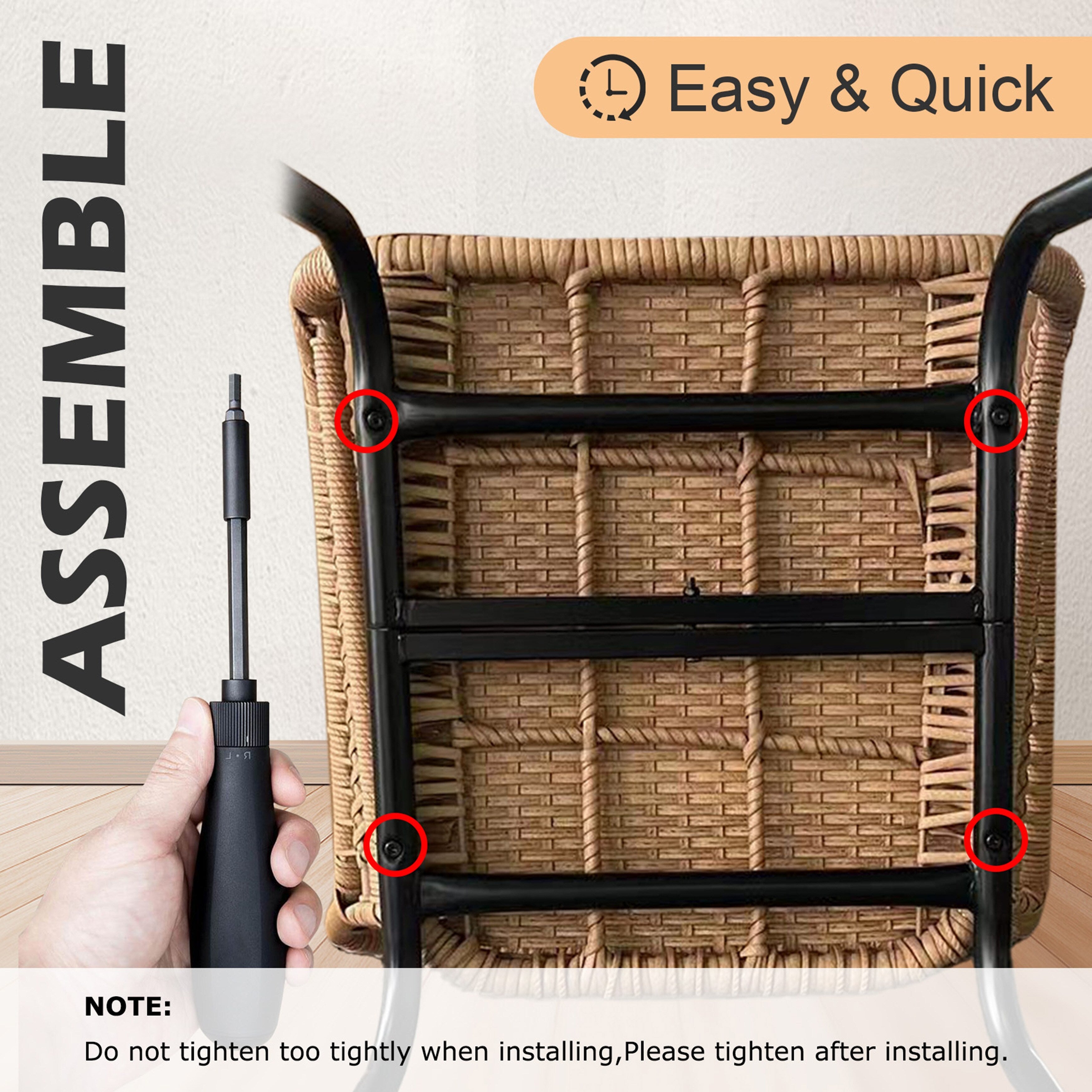 Ensemble bistro de conversation en résine tressée 3 pièces pour extérieur, mobilier de patio en rotin résistant aux intempéries avec coussins