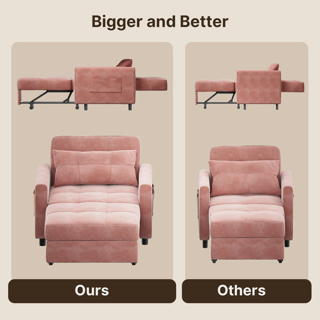 Canapé-lit convertible 3 en 1, avec fauteuil gigogne et lit pliant, idéal pour le salon.