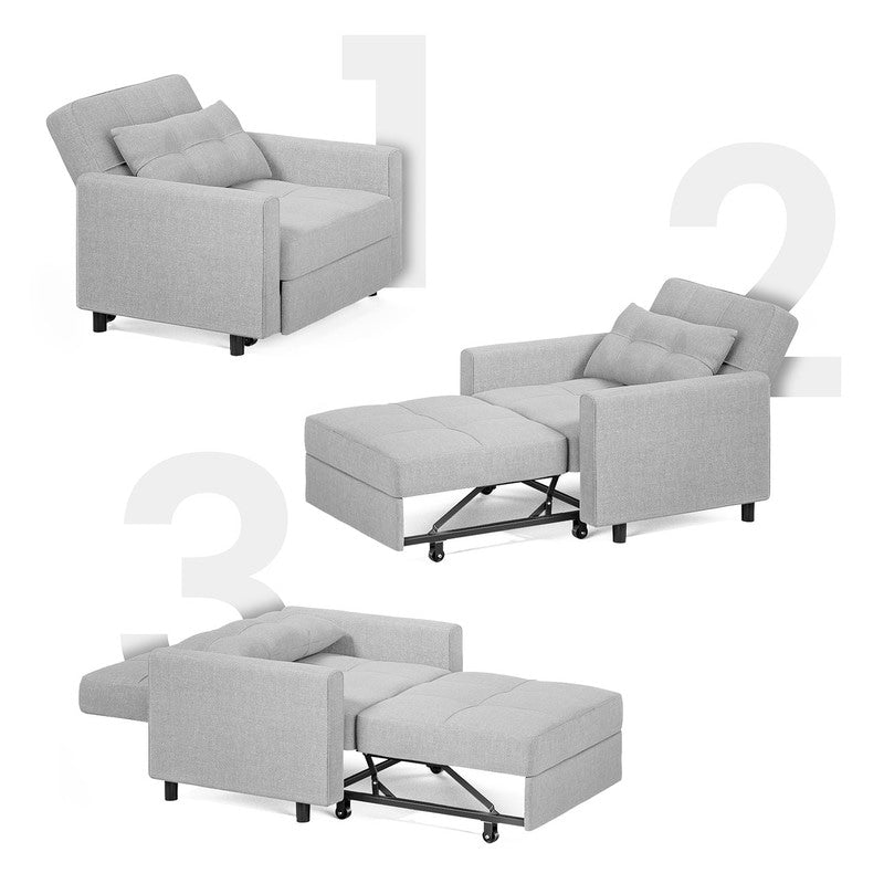 Canapé-lit convertible 3 en 1, avec fauteuil gigogne et lit pliant, idéal pour le salon.